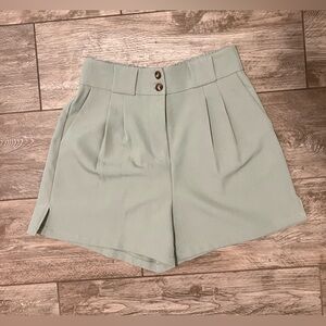 High Waist Women's Shorts in Sage Green